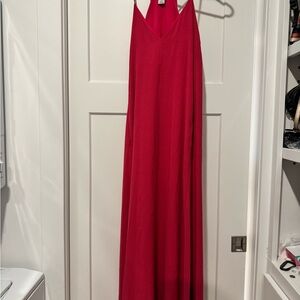 Pink V-Neck Maxi Slip Dress